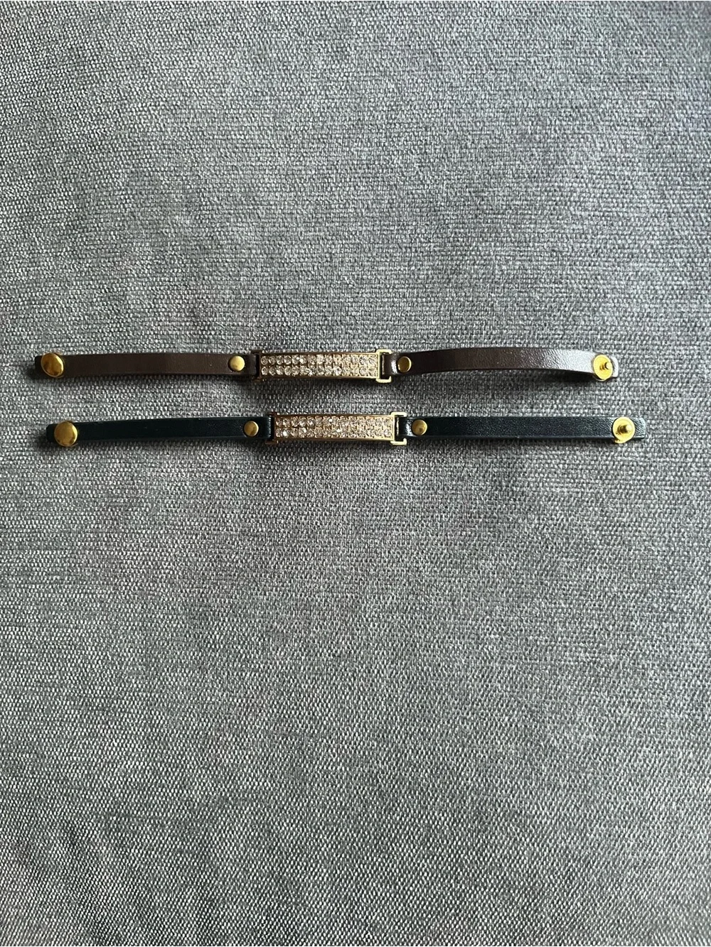 2 Bracelets with Bling & Gold Accent - Black and Brown